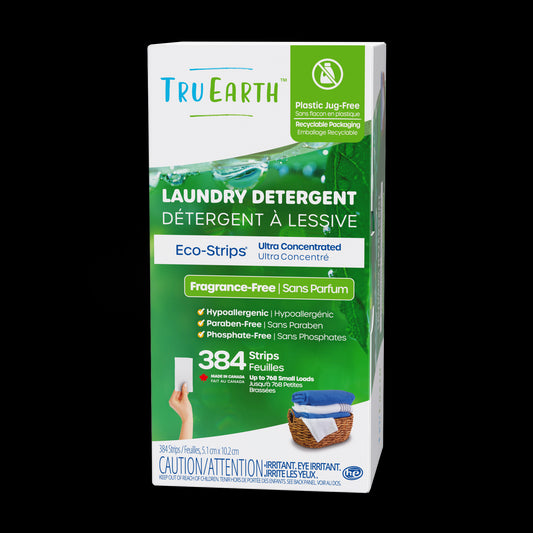 TruEarth Laundry Detergent Fragrance-Free Front of Package || 384 Strips