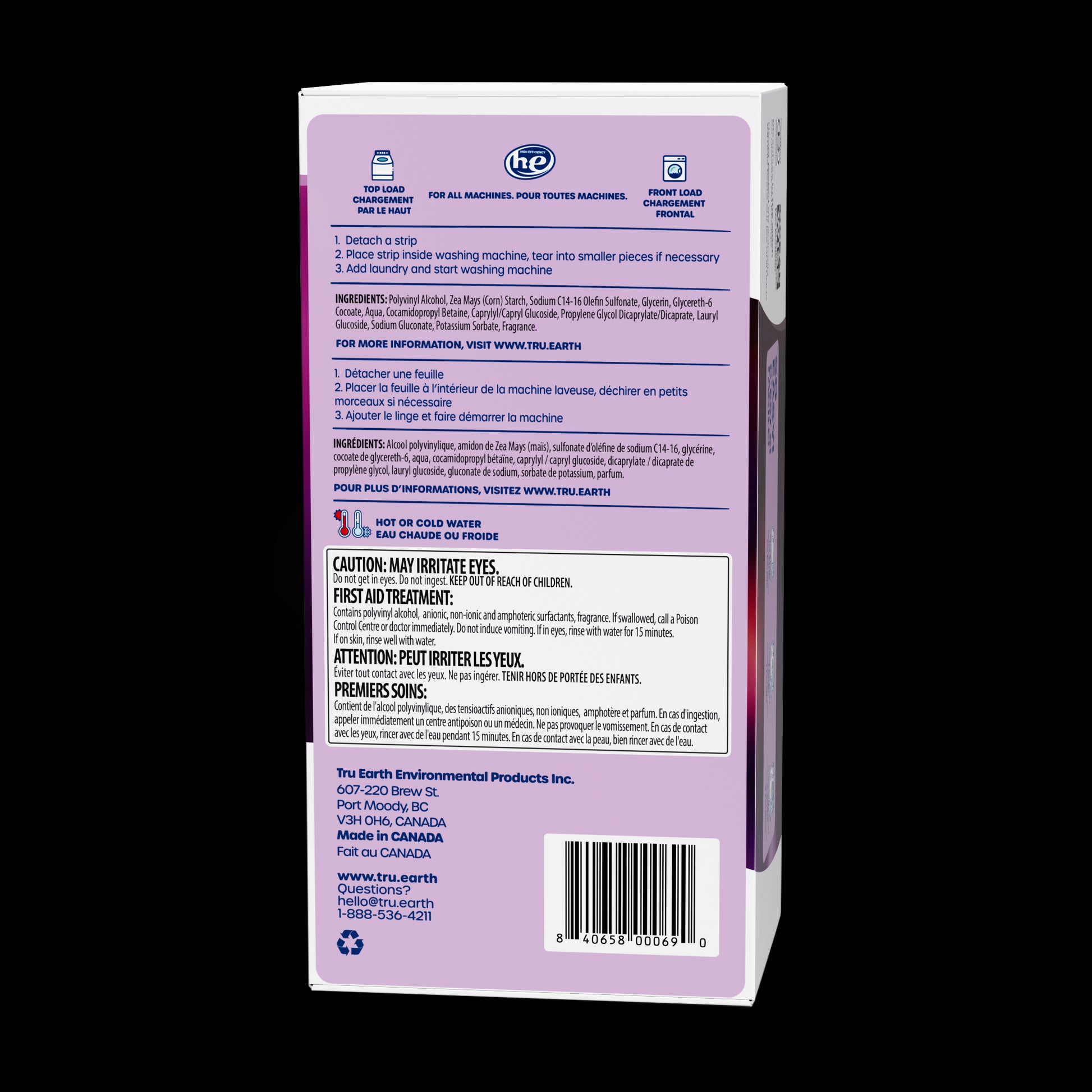 TruEarth Laundry Detergent Lilac Breeze Back of Package