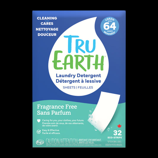 TruEarth Laundry Detergent Fragrance-Free Front of Package || 32 Strips