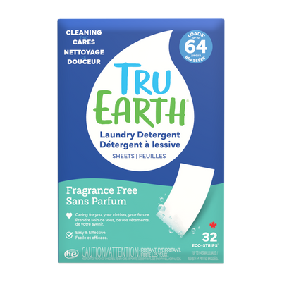 TruEarth Laundry Detergent Fragrance-Free Front of Package || 32 Strips