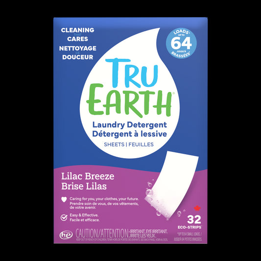 TruEarth Laundry Detergent Lilac Breeze Front of Package || 32 Strips