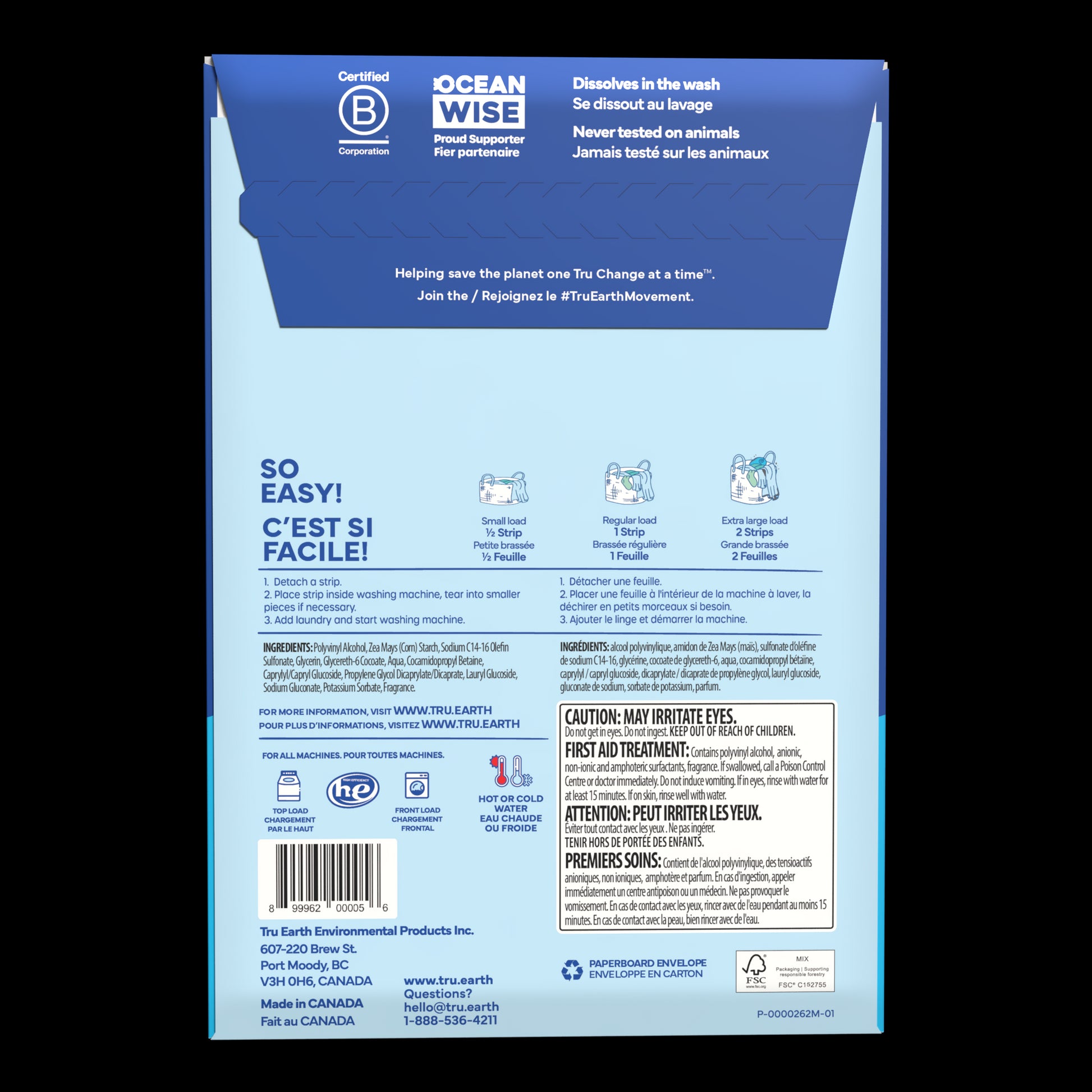 TruEarth Laundry Detergent Fresh-Linen Back of Package