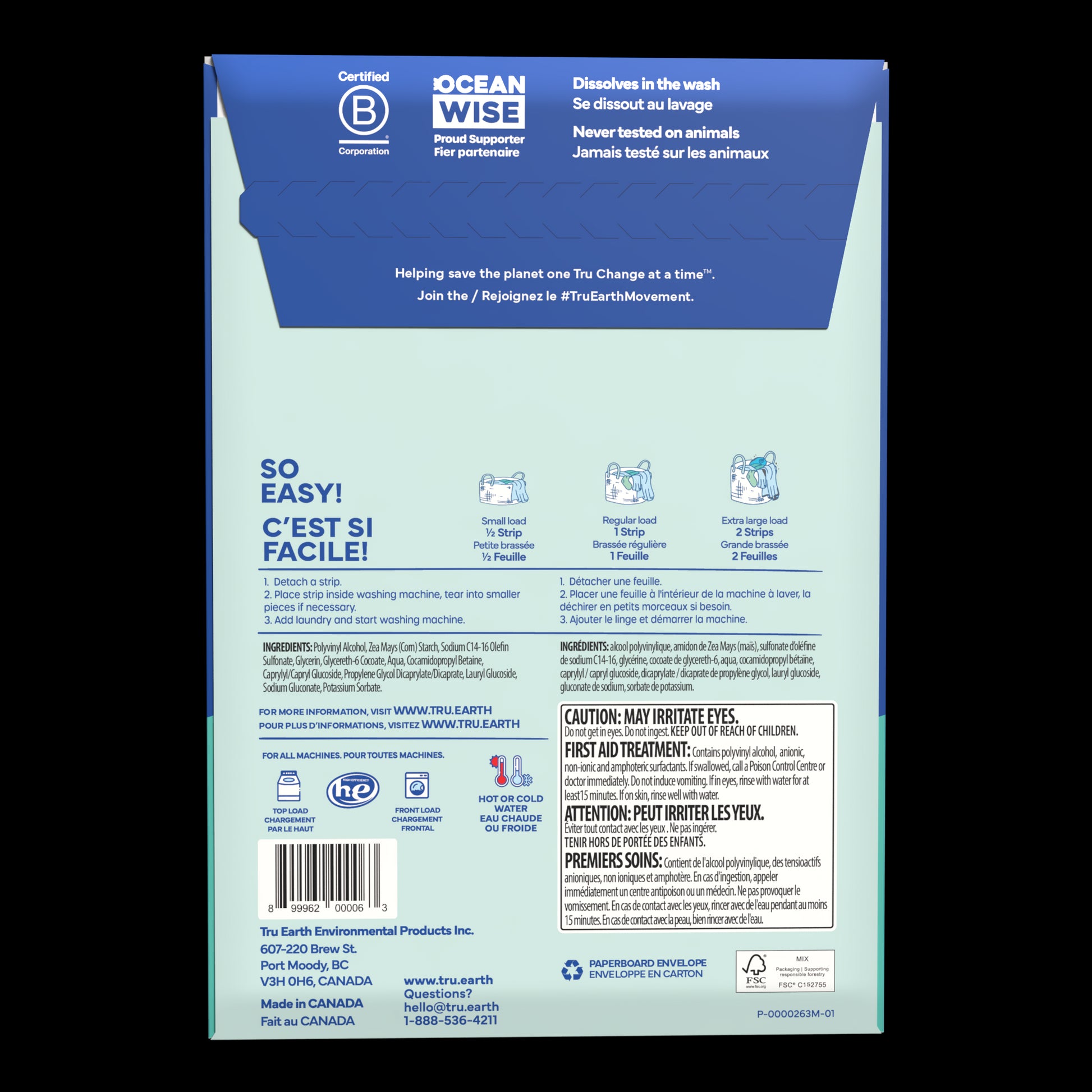 TruEarth Laundry Detergent Fragrance-Free Back of Package