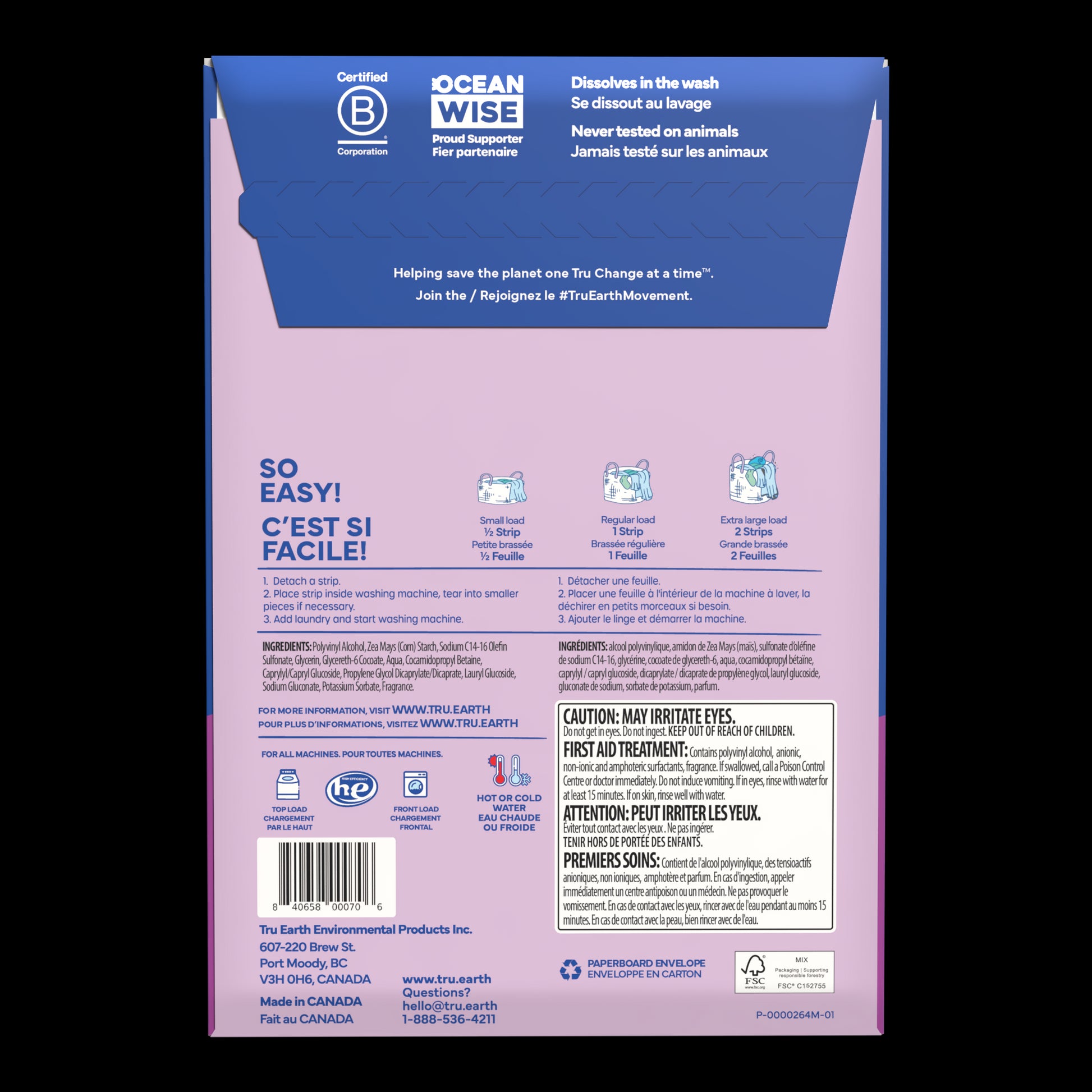 TruEarth Laundry Detergent Lilac Breeze Back of Package