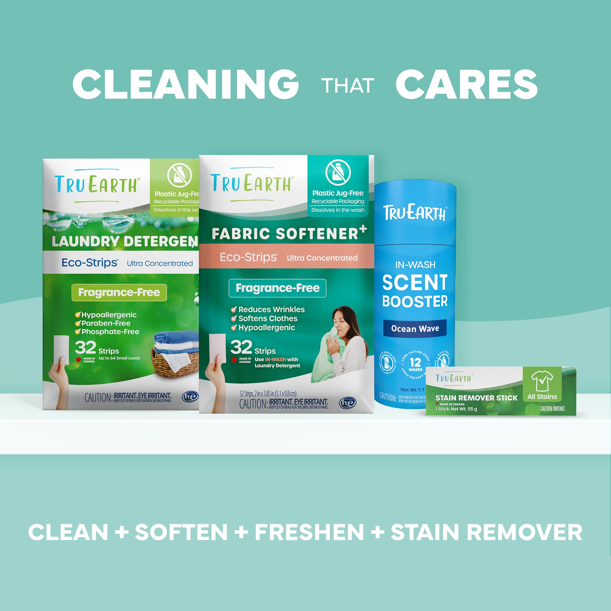 Tru Earth Fabric Softener+ with Wrinkle Release - Fragrance-Free / 32 Strips