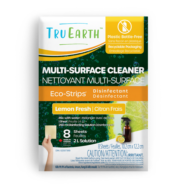 Nettoyant désinfectant multisurface Tru Earth - fraîcheur citronnée / 8 feuilles