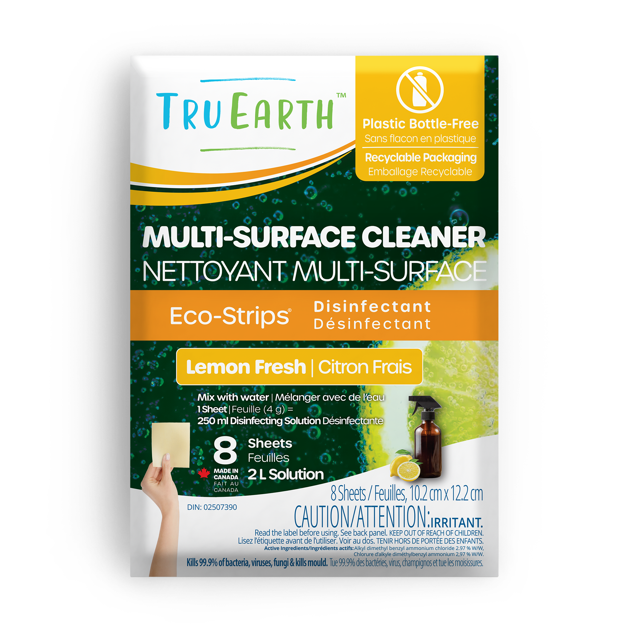 Tru Earth Disinfecting Multi-Surface Cleaner - Lemon Fresh / 8 Sheets