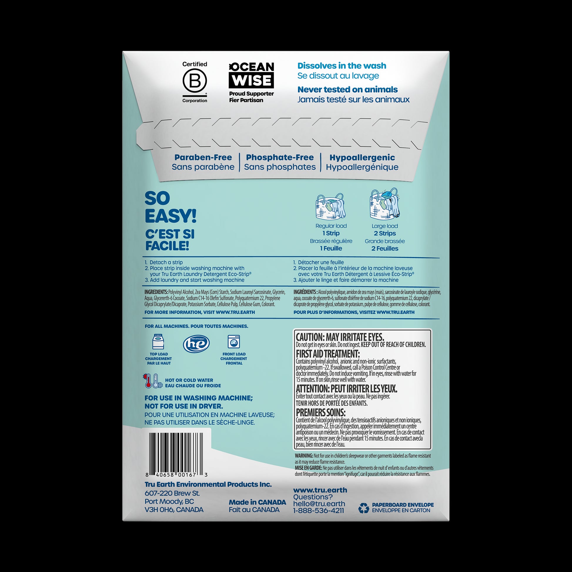 TruEarth Fabric Softener Fragrance-Free Back of Package