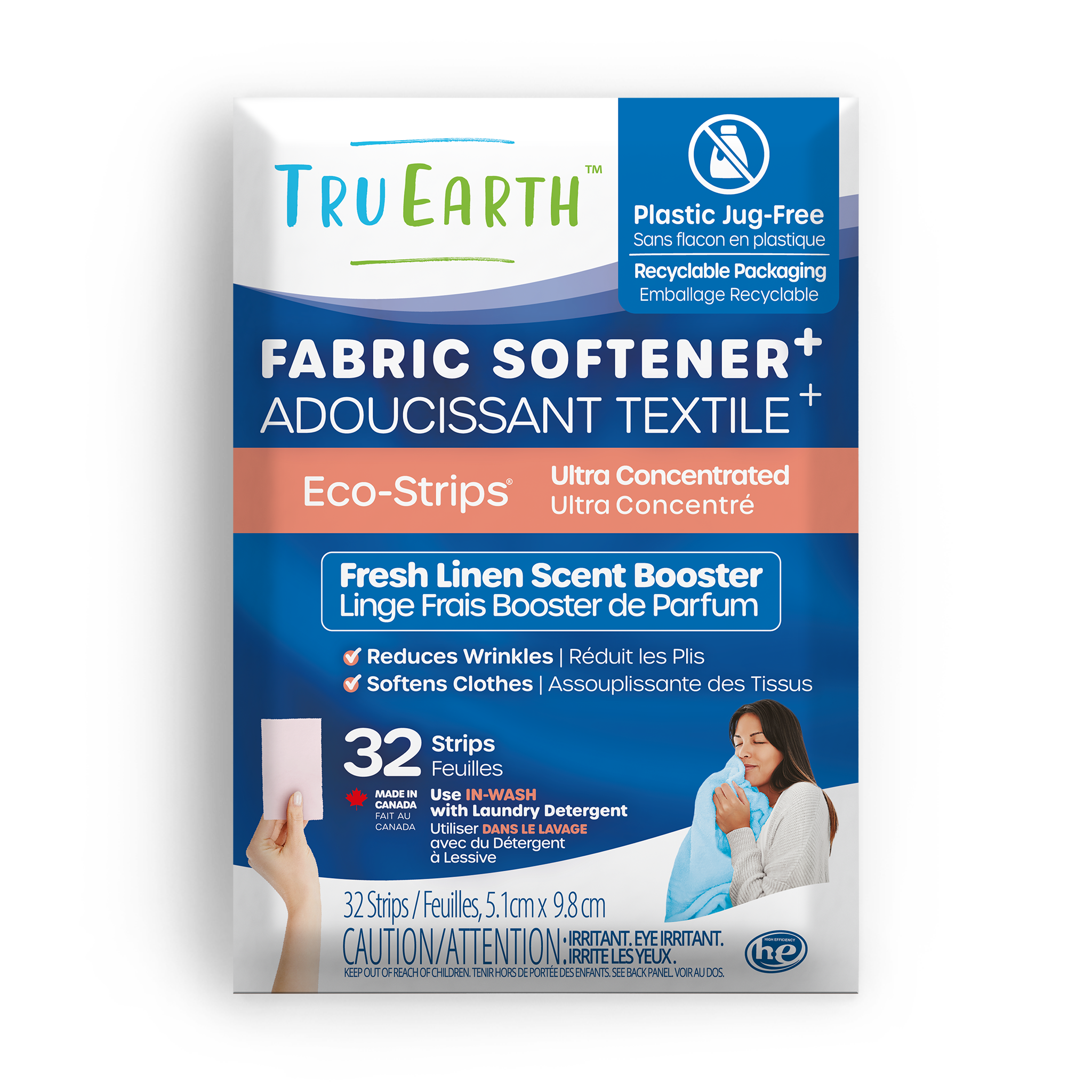 Tru Earth Fabric Softener+ with Wrinkle Release - Fresh Linen / 32 Strips