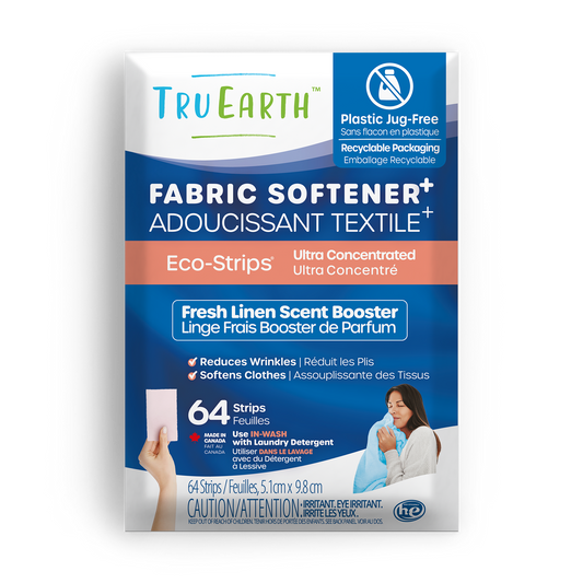 TruEarth Fabric Softener Fresh Linen Front of Package || 64 Strips