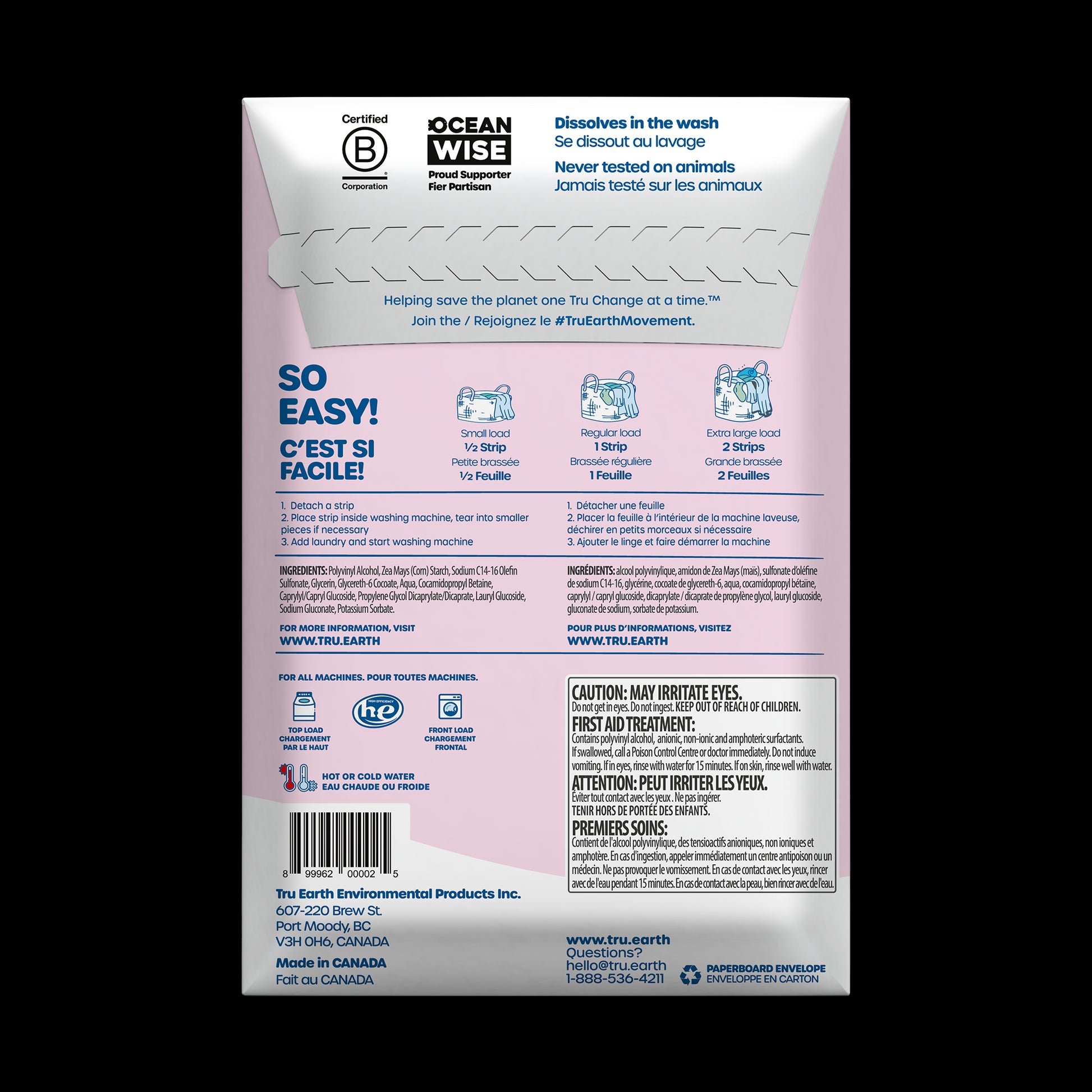 TruEarth Laundry Detergent Baby Fragrance-Free Back of Package