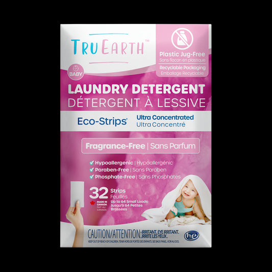 TruEarth Laundry Detergent Baby Fragrance-Free Front of Package || 32 Strips