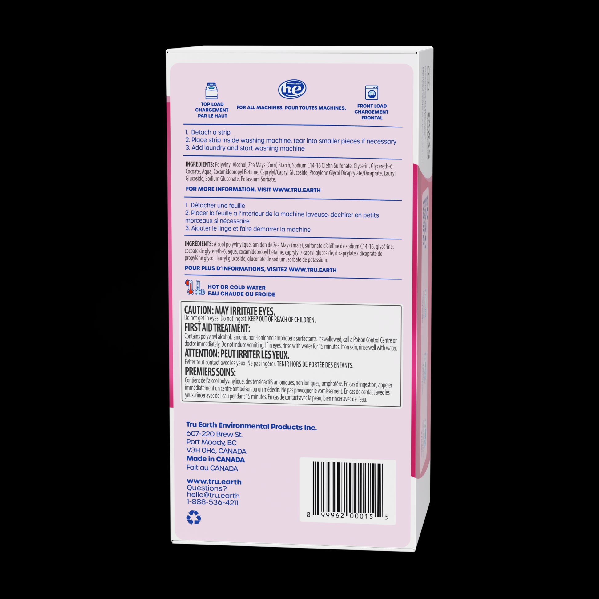 TruEarth Laundry Detergent Baby Fragrance-Free Back of Package