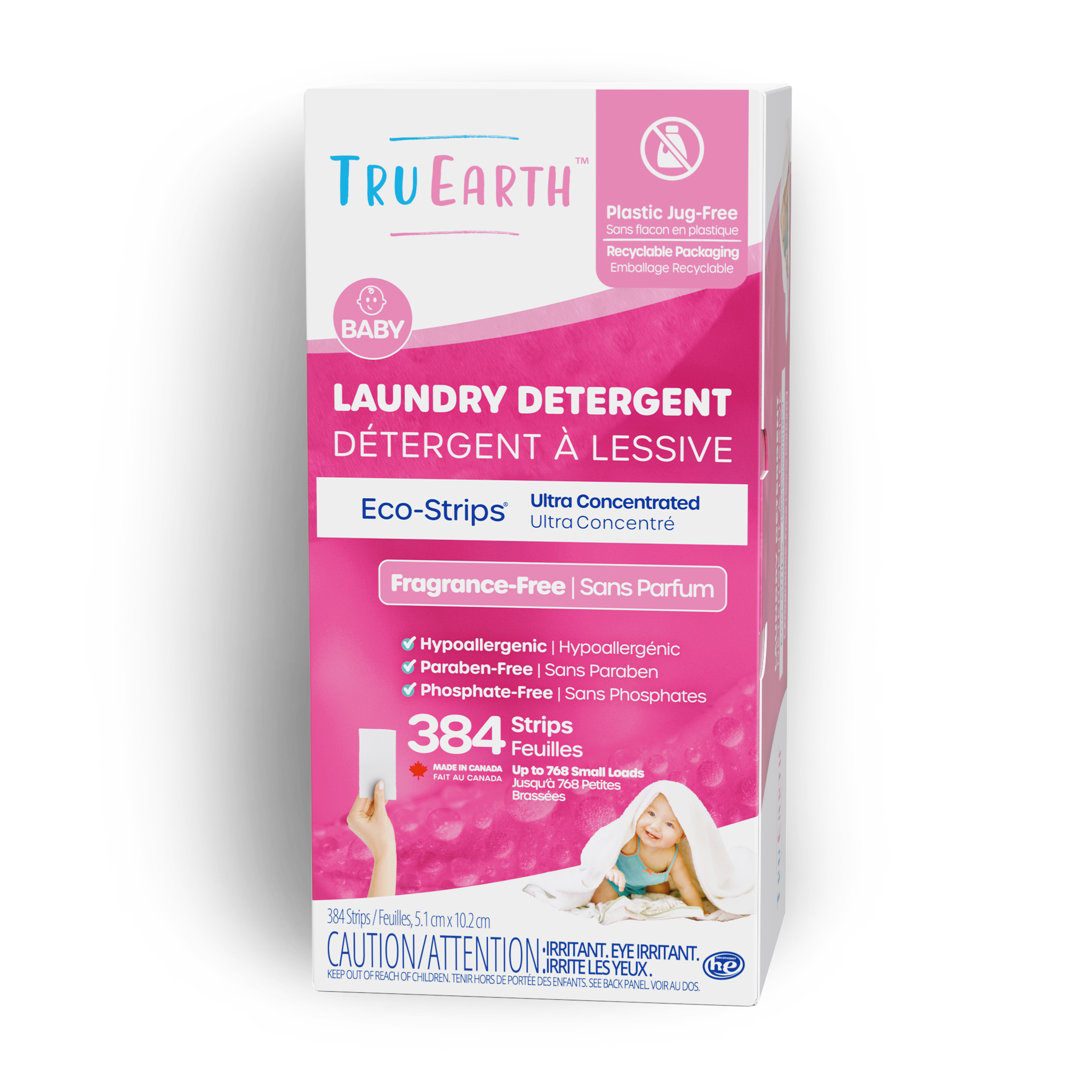TruEarth Laundry Detergent Baby Fragrance-Free Front of Package || 384 Strips