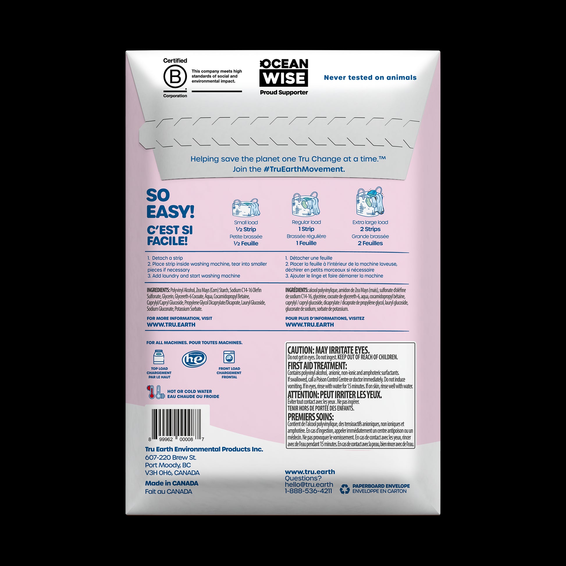 TruEarth Laundry Detergent Baby Fragrance-Free Back of Package