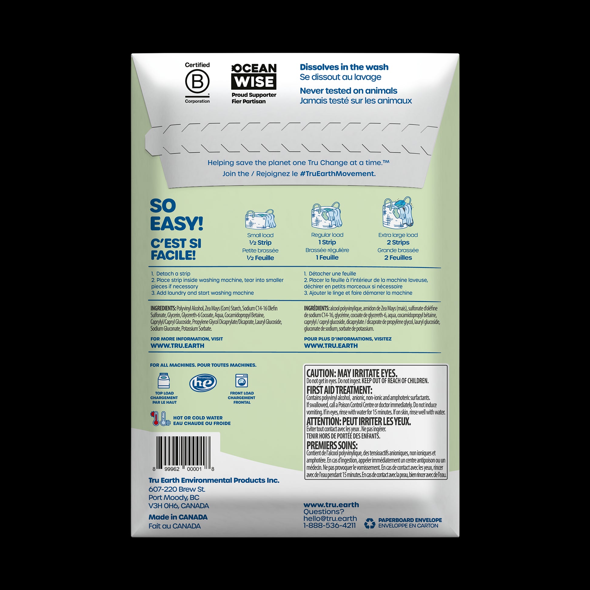 TruEarth Laundry Detergent Fragrance-Free Back of Package