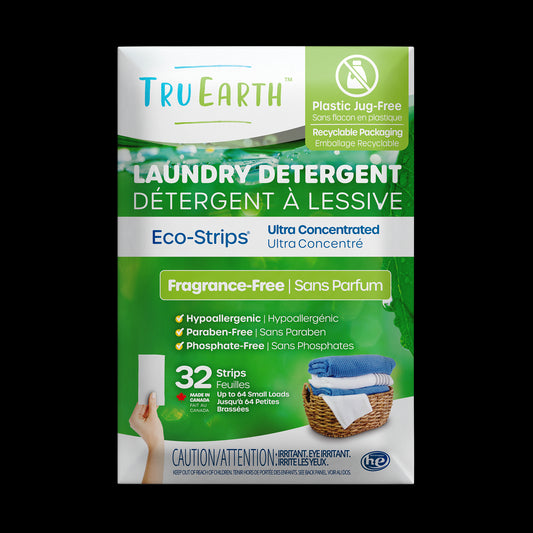 TruEarth Laundry Detergent Fragrance-Free Front of Package || 32 Strips