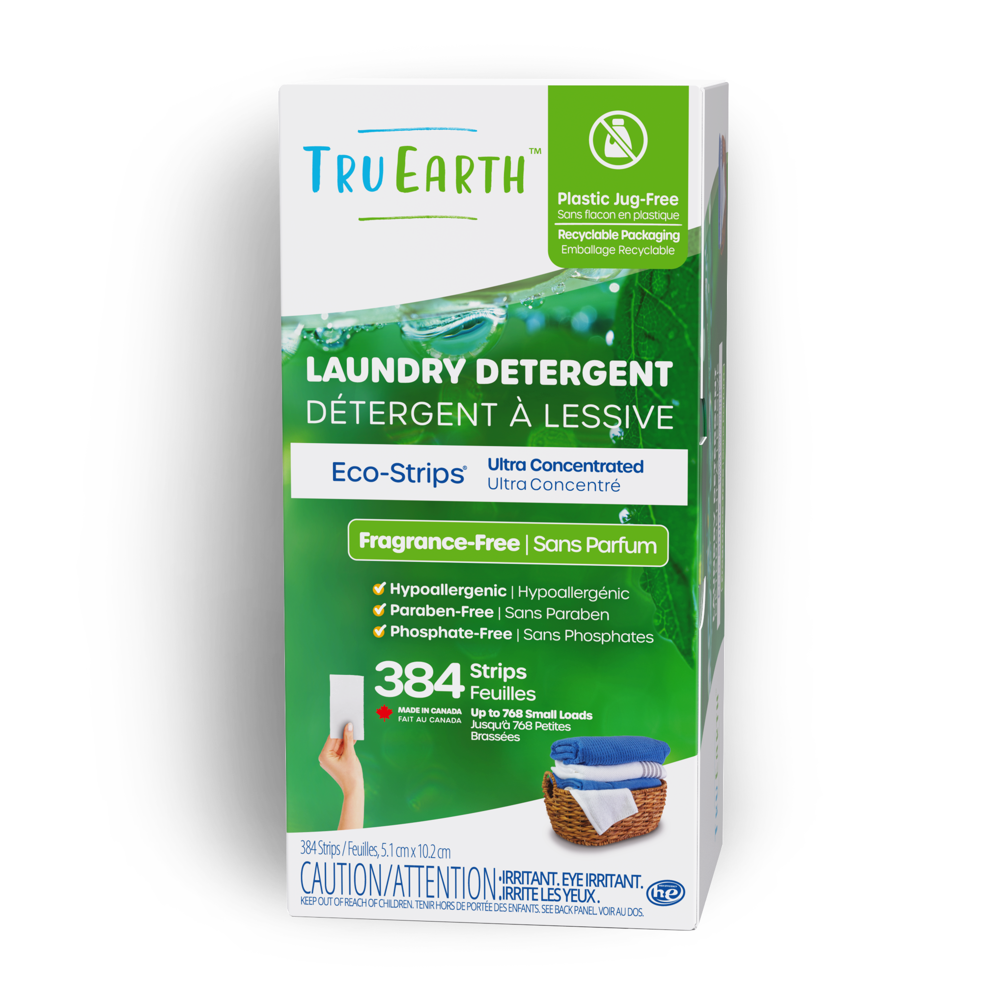 TruEarth Laundry Detergent Fragrance-Free Front of Package || 384 Strips