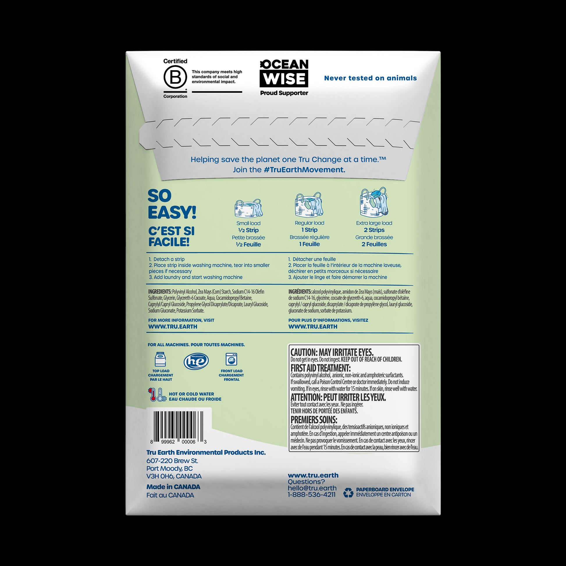 TruEarth Laundry Detergent Fragrance-Free Back of Package