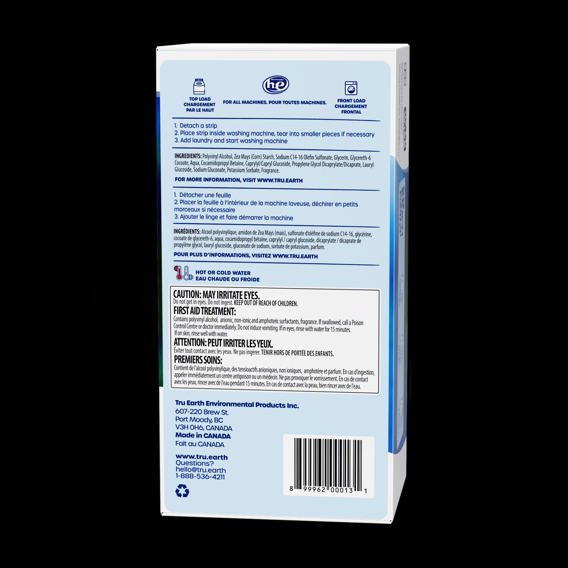 TruEarth Laundry Detergent Fresh Linen Back of Package