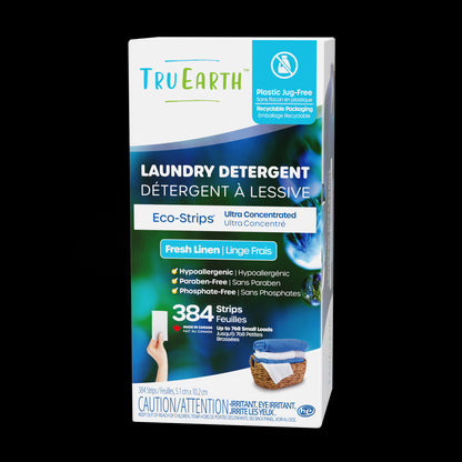 TruEarth Laundry Detergent Fresh Linen Front of Package || 384 Strips