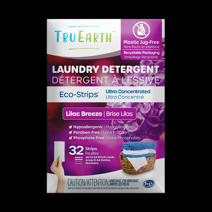 TruEarth Laundry Detergent Lilac Breeze Front of Package || 32 Strips