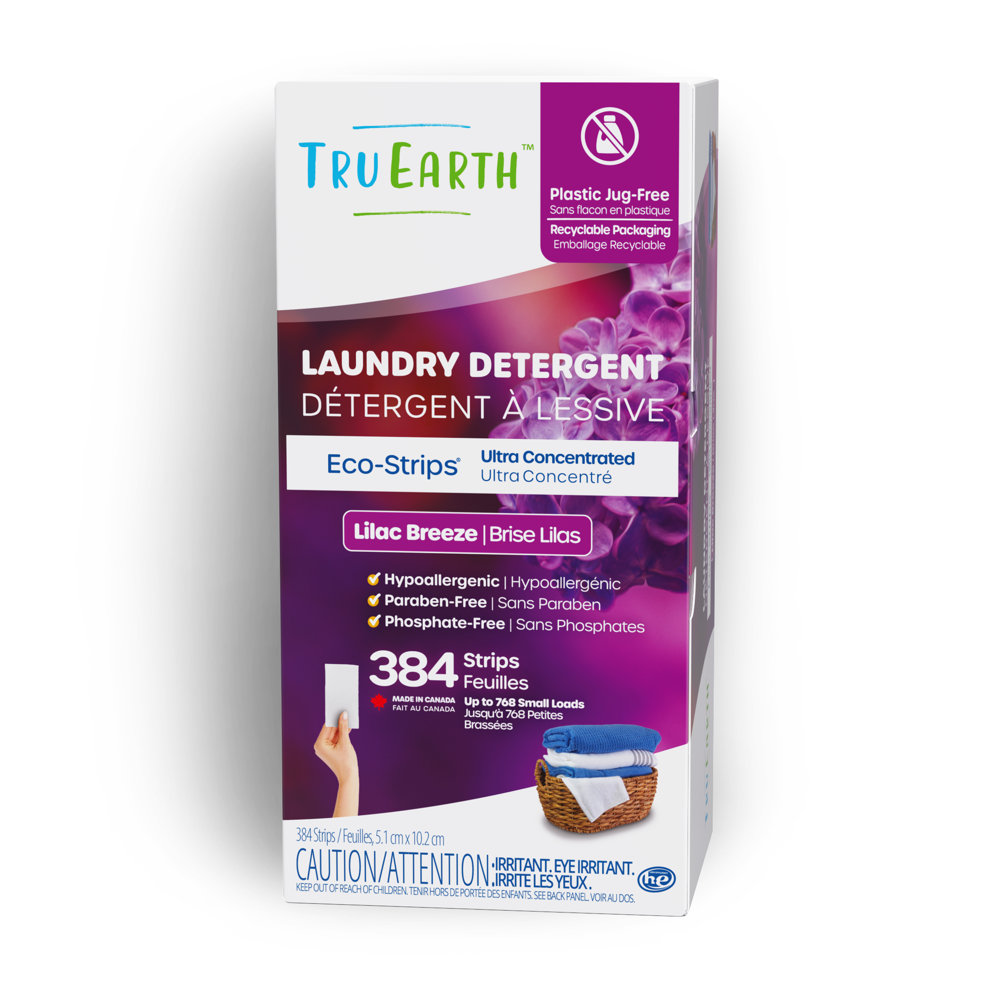 TruEarth Laundry Detergent Lilac Breeze Front of Package || 384 Strips