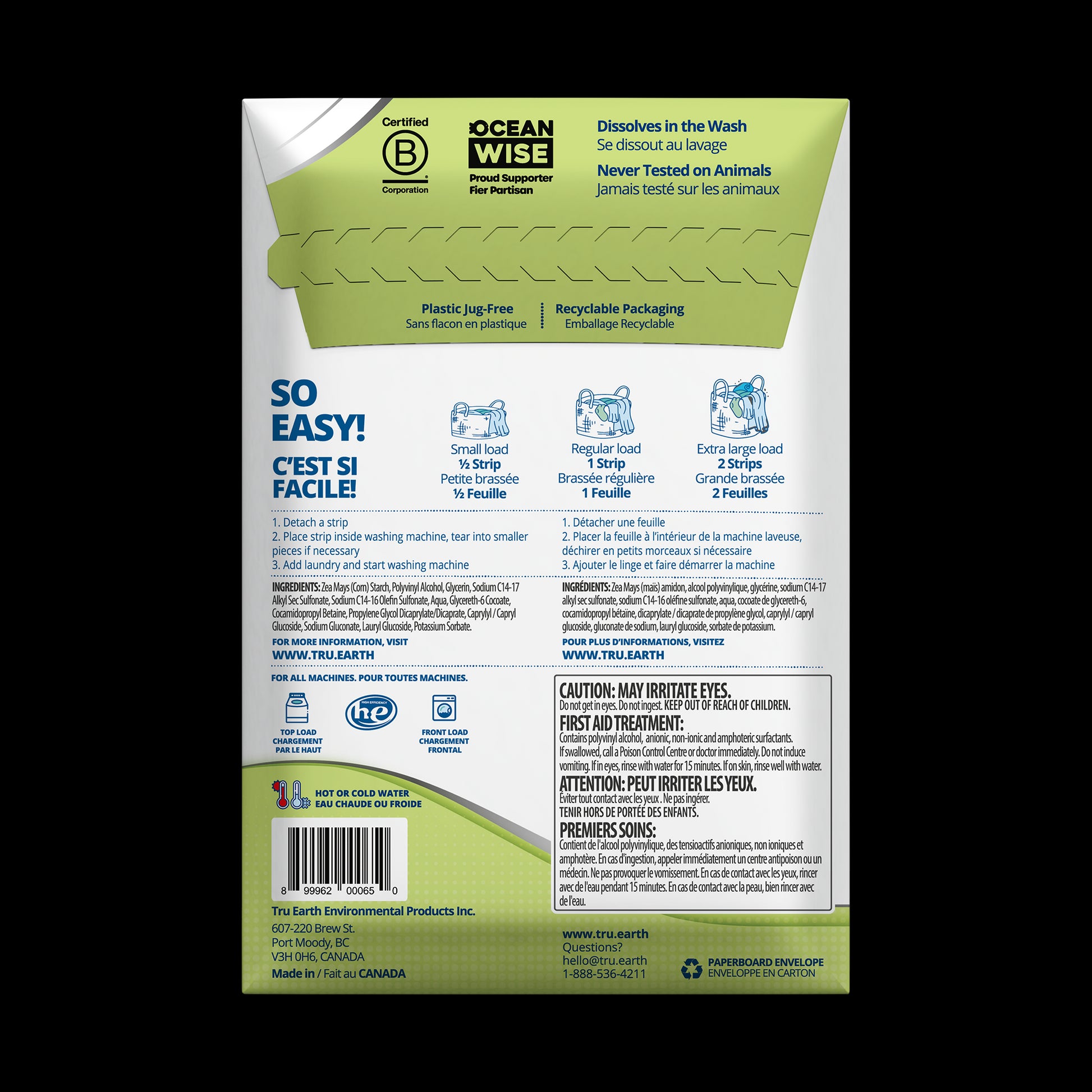 TruEarth Platinum Laundry Detergent Fragrance-Free Back of Package