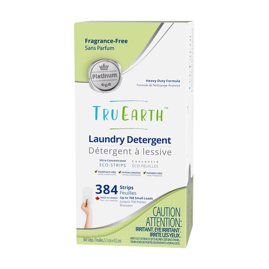 TruEarth Platinum Laundry Detergent Fragrance-Free Front of Package || 384 Strips