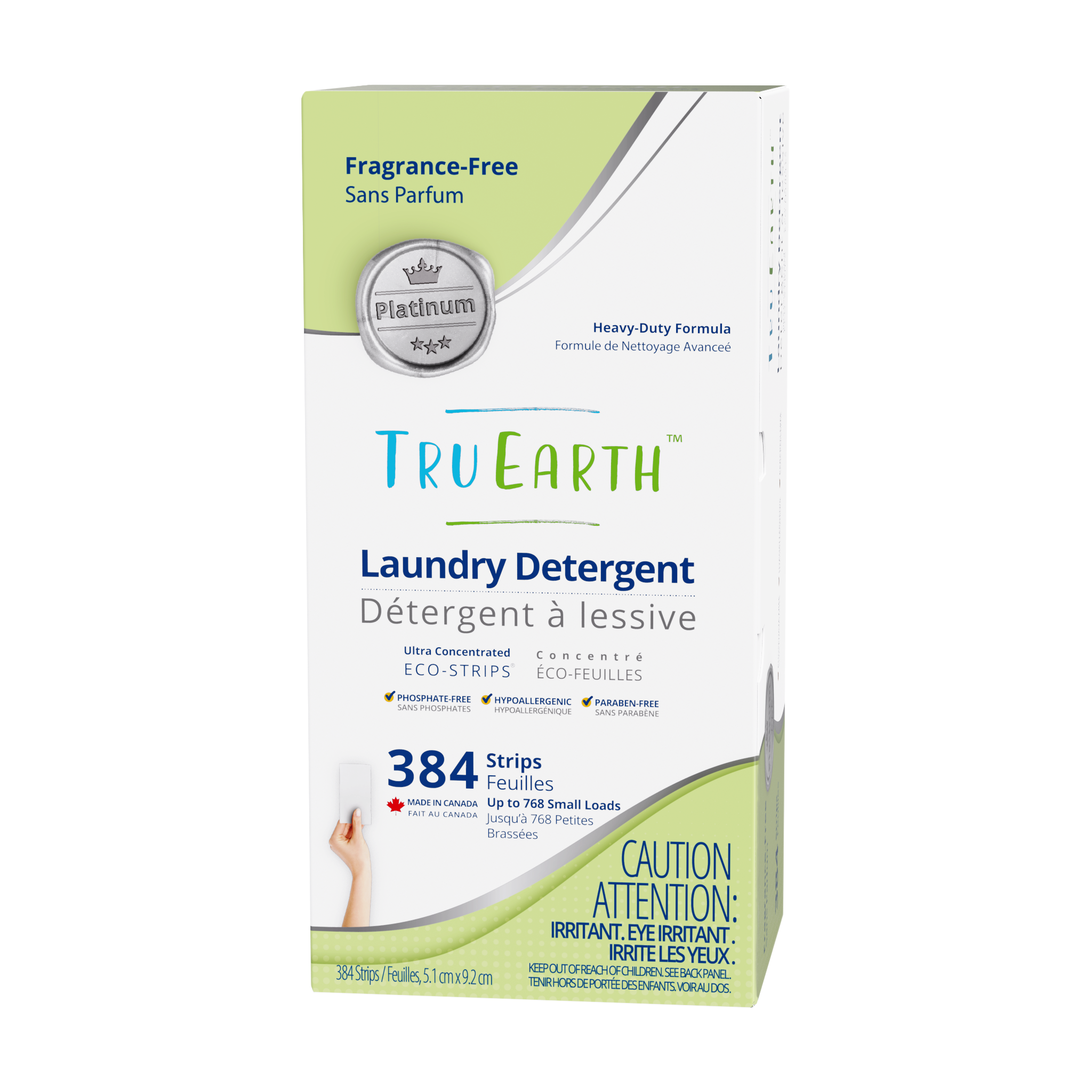 TruEarth Platinum Laundry Detergent Fragrance-Free Front of Package || 384 Strips