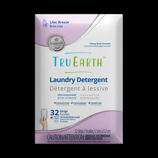 TruEarth Platinum Laundry Detergent Lilac Breeze Front of Package || 32 Strips
