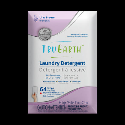 TruEarth Platinum Laundry Detergent Lilac Breeze Front of Package || 64 Strips