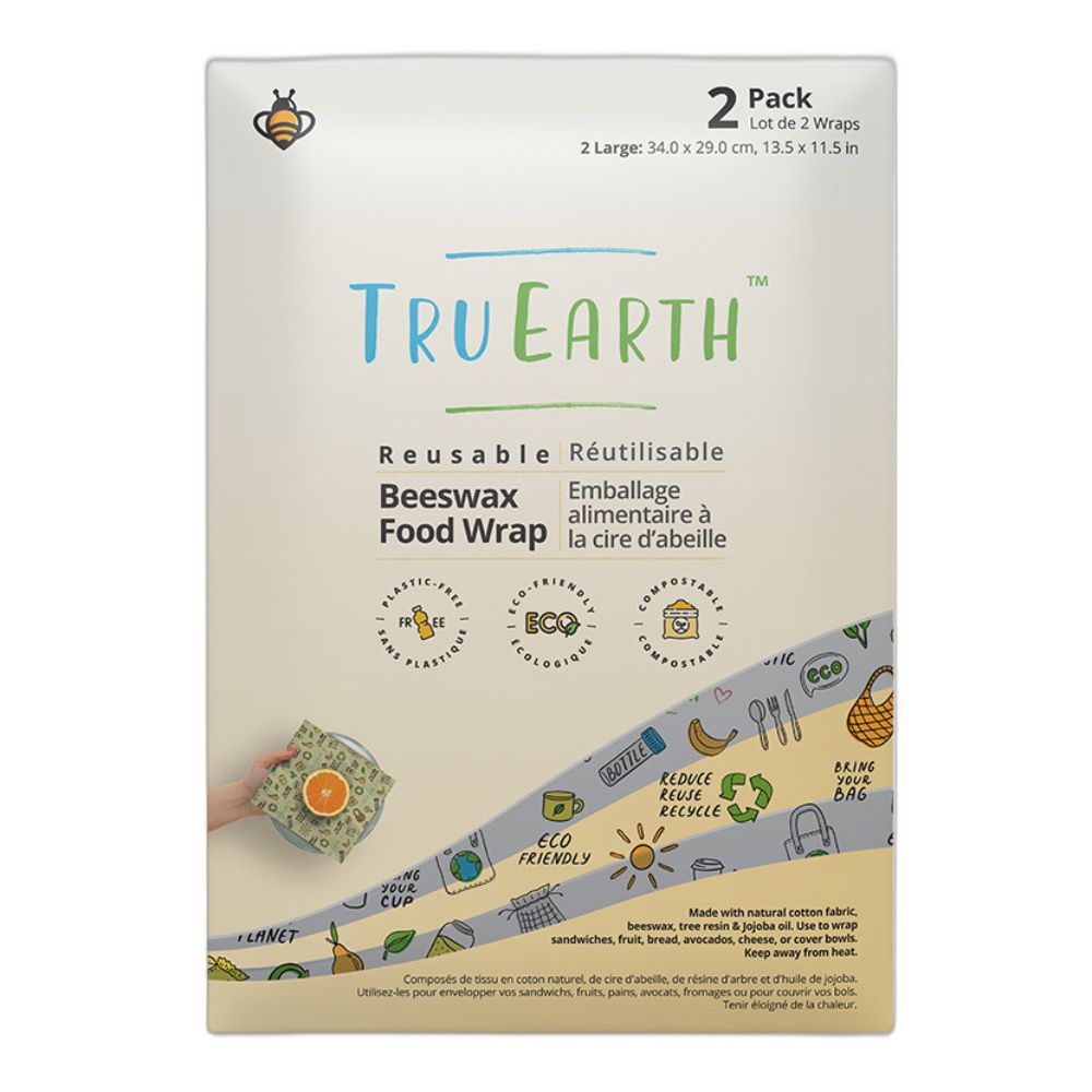 Tru Earth Beeswax Food Wrap Eco Print 2-pack Large