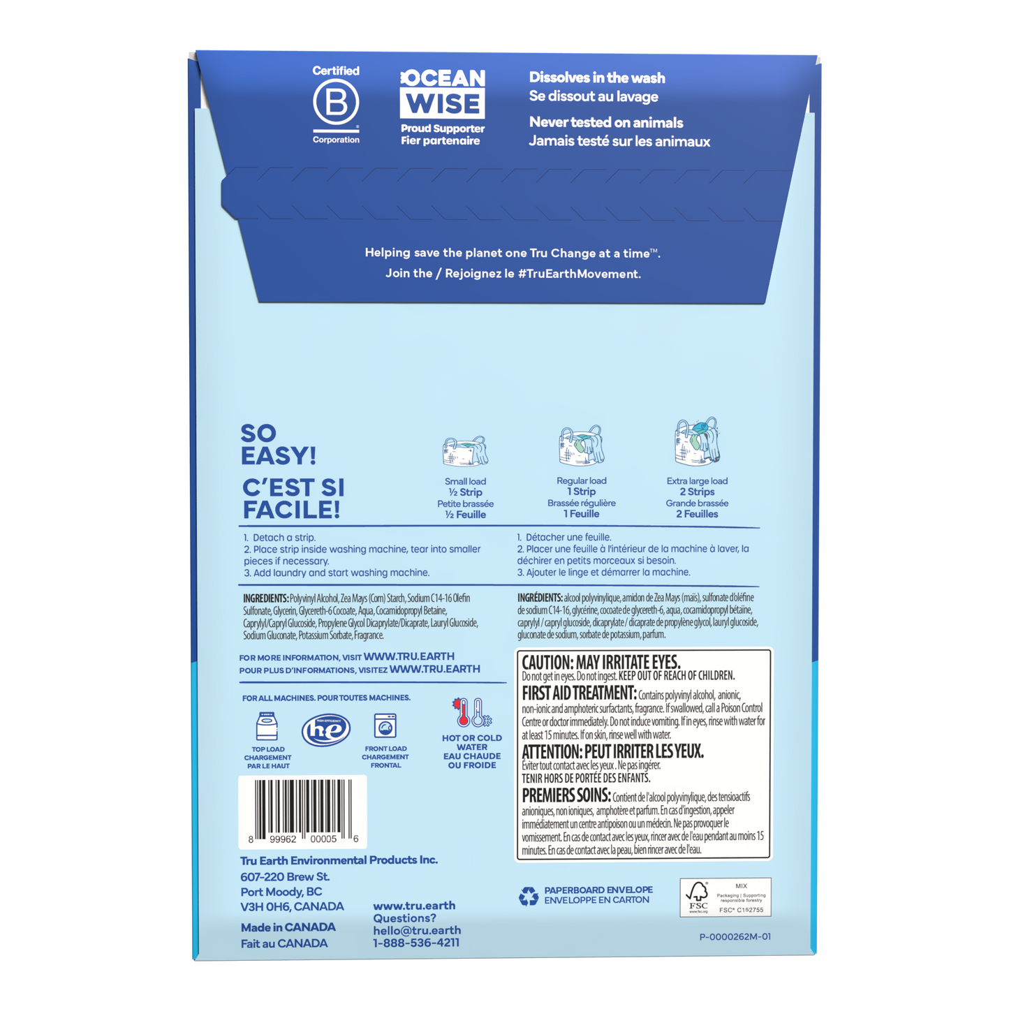 TruEarth Laundry Detergent Fresh-Linen Back of Package