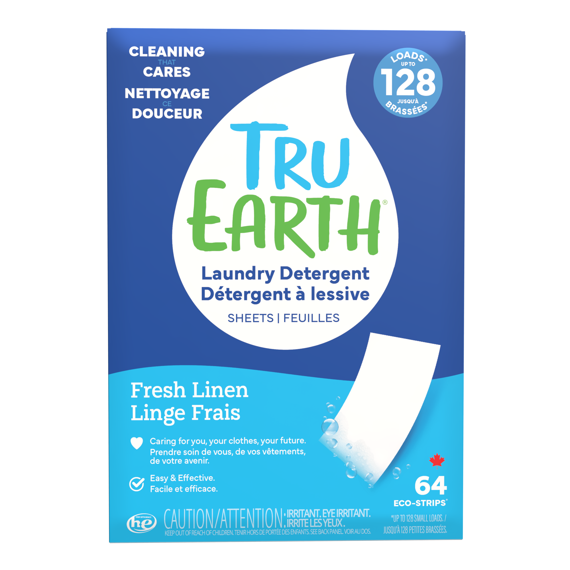TruEarth Laundry Detergent Fresh-Linen Front of Package || 64 Strips