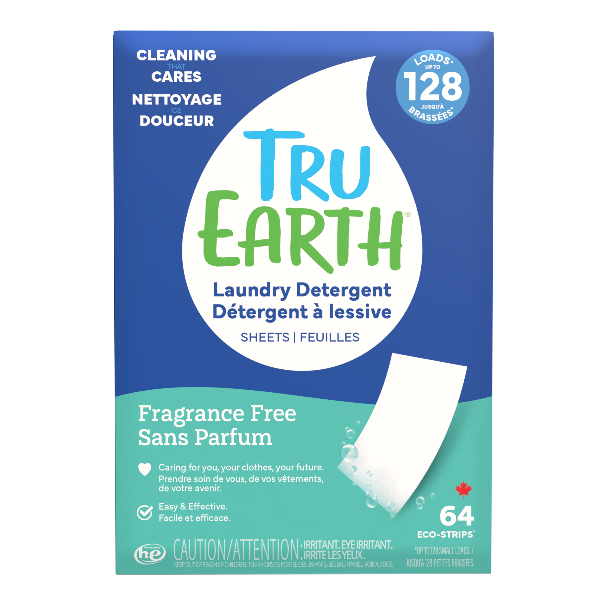 TruEarth Laundry Detergent Fragrance-Free Front of Package || 64 Strips