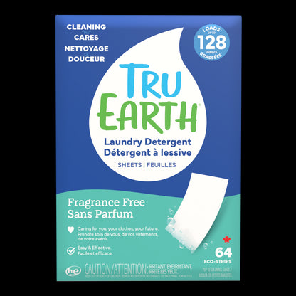 TruEarth Laundry Detergent Fragrance-Free Front of Package || 64 Strips