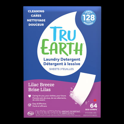 TruEarth Laundry Detergent Lilac Breeze Front of Package || 64 Strips