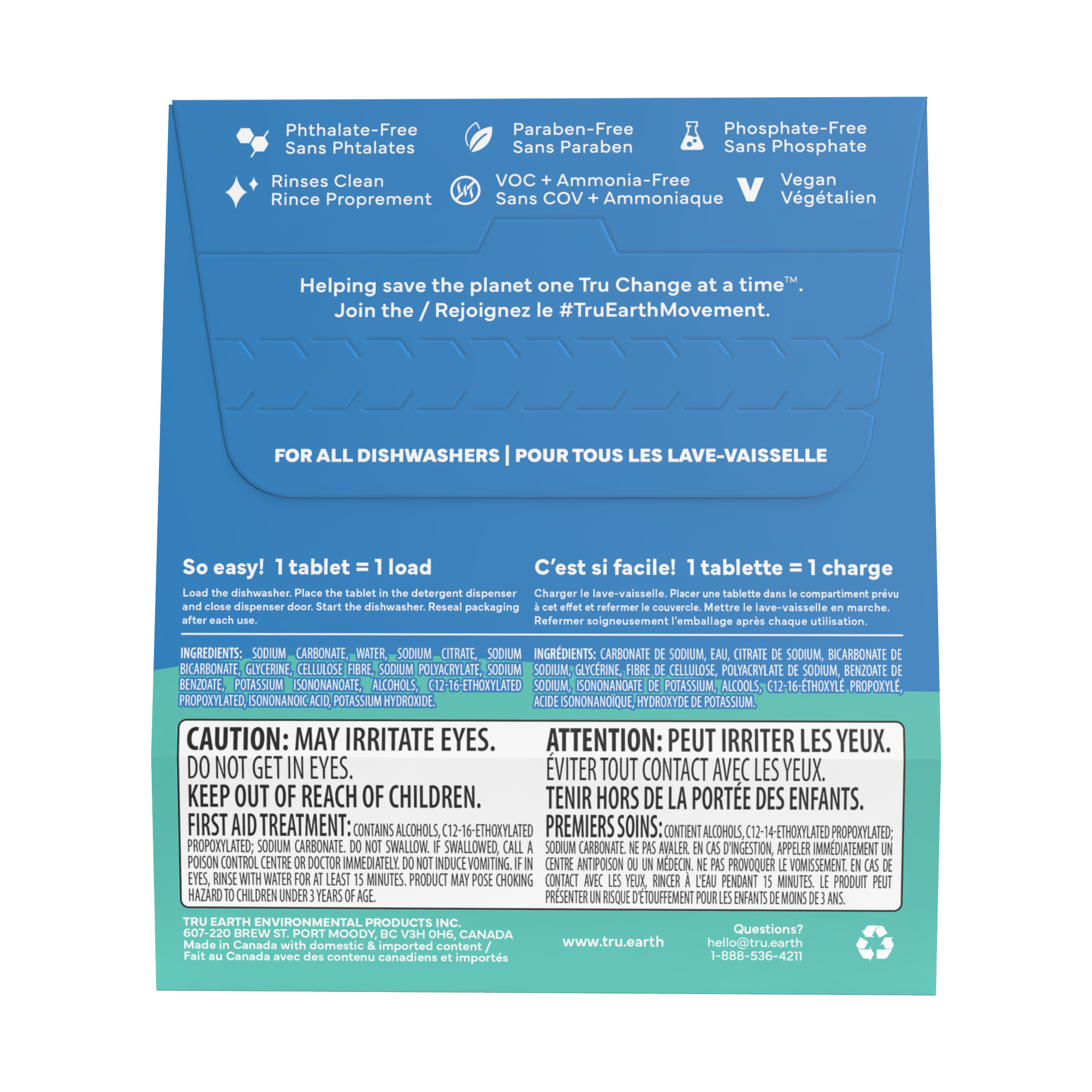 Tablettes de détergent pour lave-vaisselle Tru Earth - sans parfum