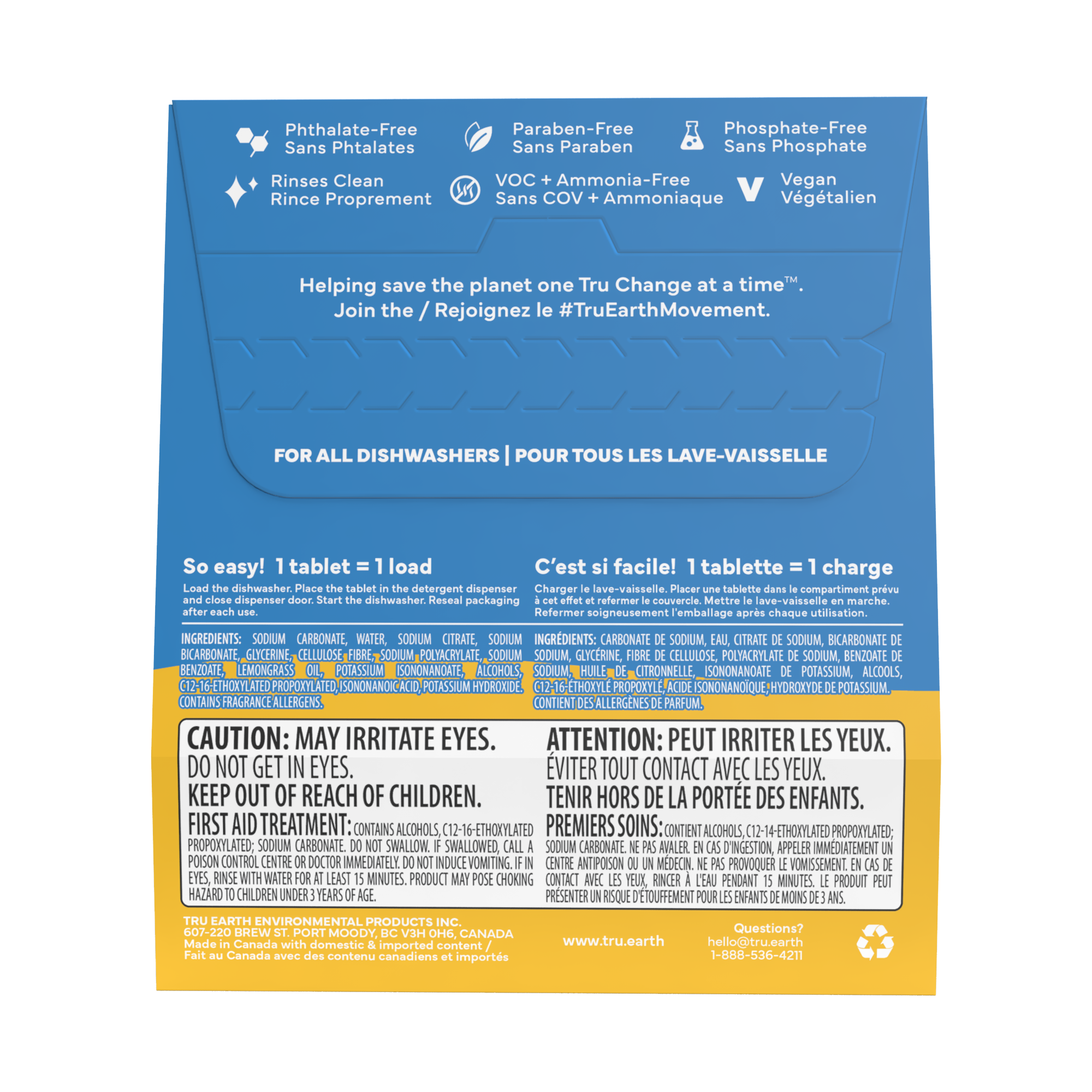 Tablettes de détergent pour lave-vaisselle Tru Earth - sans parfum