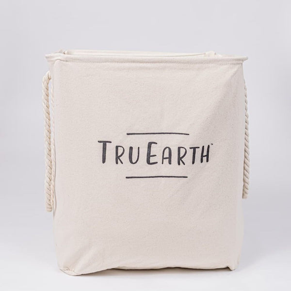 Panier à linge Tru Earth grand format pliable en toile naturelle avec poignées en corde